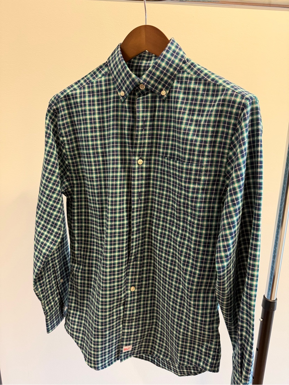 Vineyard Vines Blue and Green Plaid Button-Down Shirt
